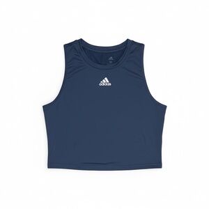 Adidas Crop Top Women’s‎ Medium Blue White Logo Sleeveless Gym Tank